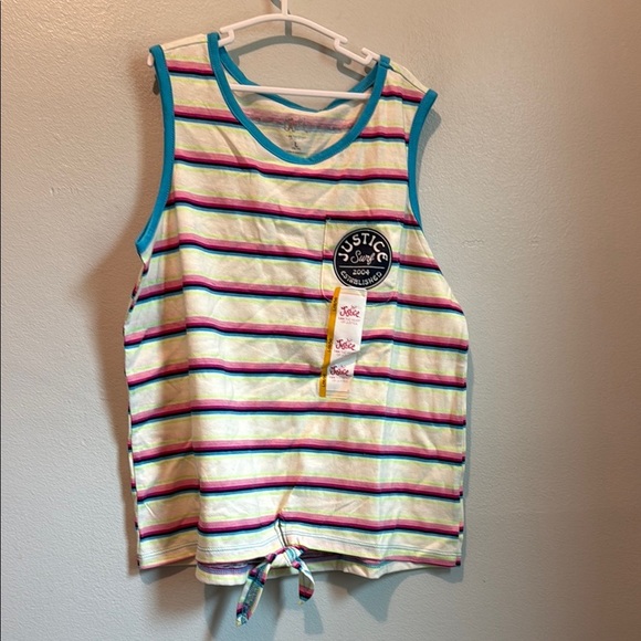 Justice Surf Kids Large 12 - 14 Striped Tank Top with Tie Front - Picture 1 of 10